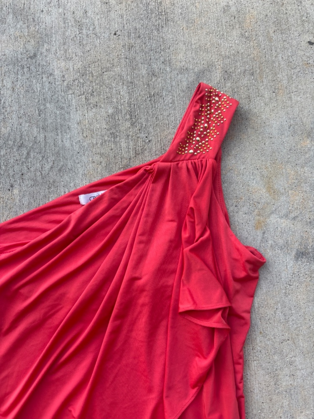VTG 2000s Cache Coral Embellished One Shoulder Top - Picture 4 of 9